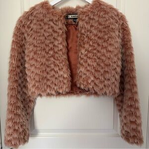 Vintage bebe Plush Teddy Jacket in Soft Peach
